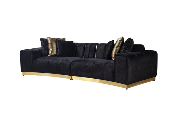 Michelle Black Velvet Curved Sectional