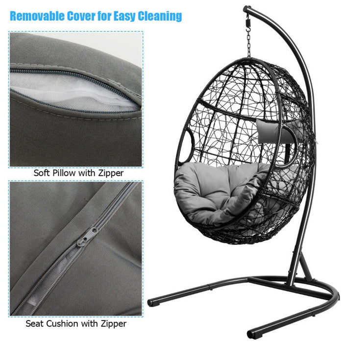 Hanging Cushioned Hammock Chair with Stand