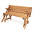 2-in-1 Transforming Interchangeable Wooden Picnic Table Bench with Umbrella Hole