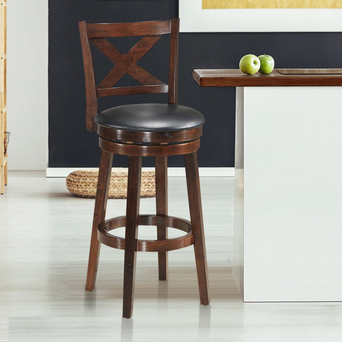 Swivel X-back Upholstered Counter Height Bar Stool with PVC Cushioned Seat