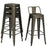 30 Inch Set of 4 Vintage Metal Bar Stool with Removable Middle Back