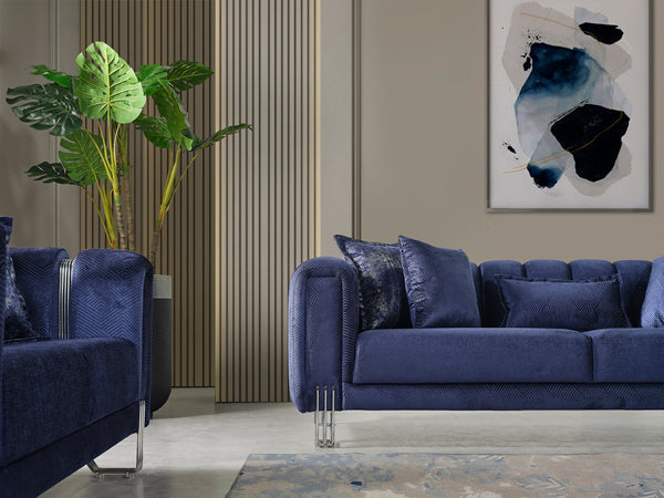 Santana Navy Velvet Loveseat