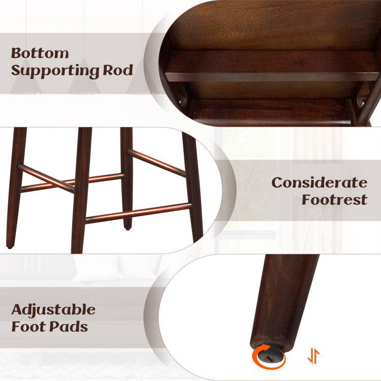 Counter Height Bar Chair Set with Acacia Wood Frame and Supporting Legs