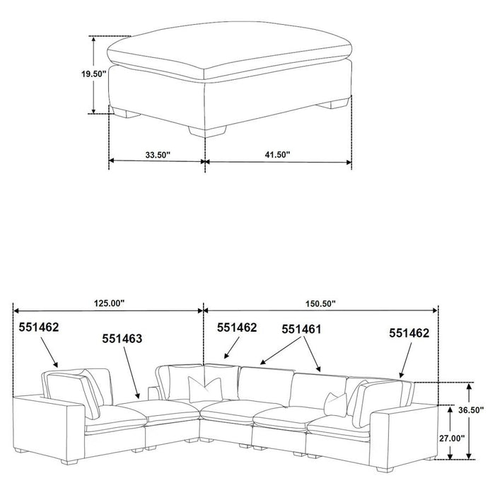 Lakeview 6-piece Upholstered Modular Sectional Sofa Dark Chocolate