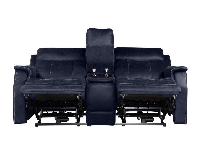 Valencia Dual-Power Leatherette Reclining Console Loveseat