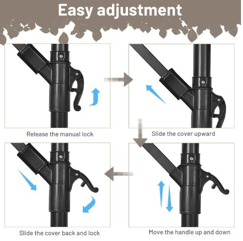 10 Feet Offset Umbrella with 8 Ribs Cantilever and Cross Base