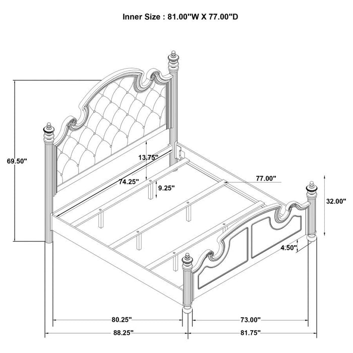 Celina Bed with Upholstered Headboard Black and Beige