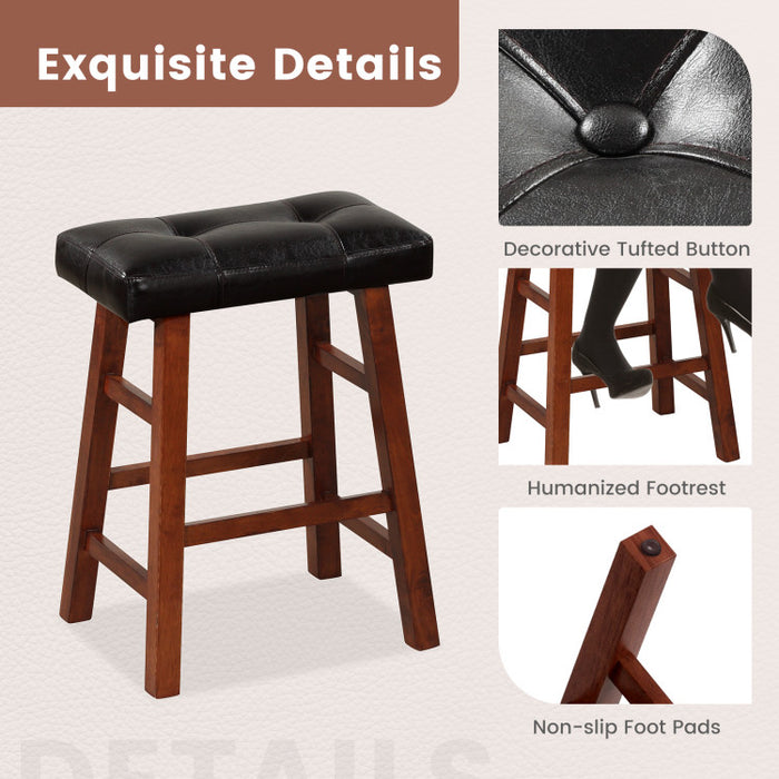 Set of 2 Modern Backless Bar Stools with Padded Cushion