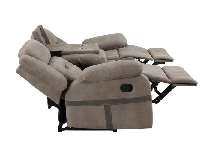 Abilene Manual Reclining Sofa with Drop-Down Console, Tan