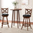 2 Pieces Classic Counter Height Swivel Bar Stool Set with X-shaped Open Back