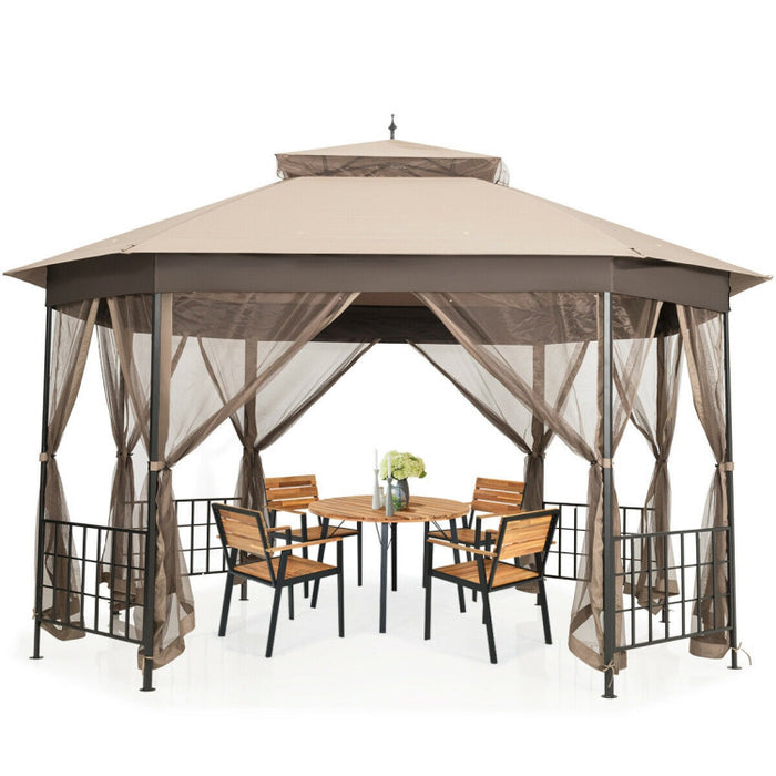 10’x 12’ Octagonal Patio Gazebo with Mosquito Net