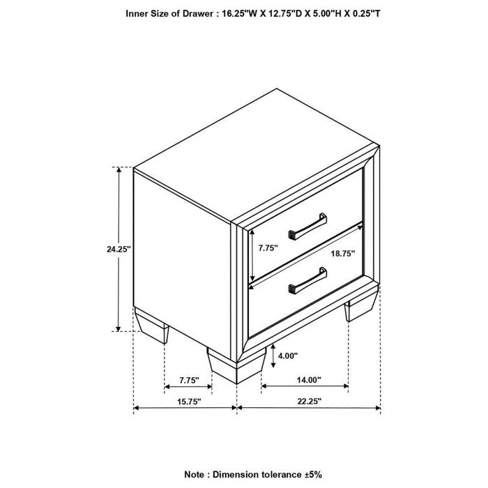 Brandon 2-drawer Nightstand Medium Warm Brown