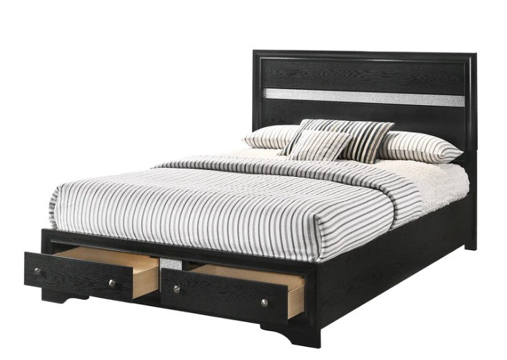 Regata Black/Silver Storage Platform Bed