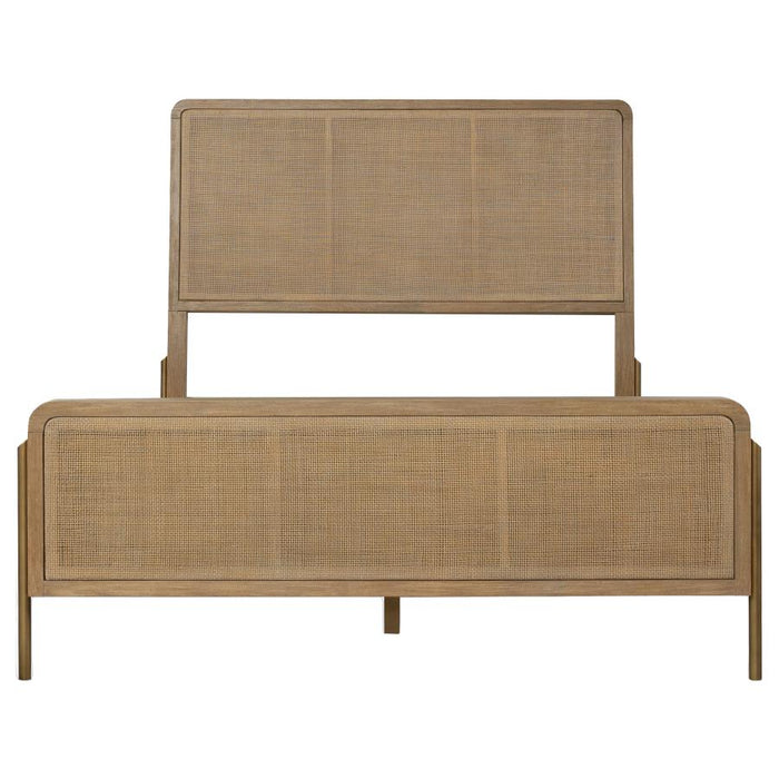 Arini Upholstered Eastern Panel Bed Sand Wash and Natural Cane