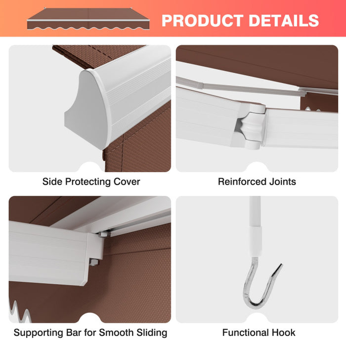 10 x 8.2 Feet Retractable Awning with Easy Opening Manual Crank Handle