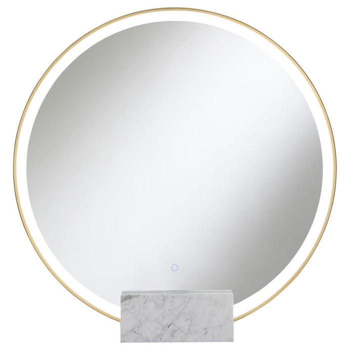 Jocelyn Round Table Top LED Vanity Mirror White Marble