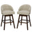 Set of 2 Swivel Bar Stools with Rubber Wood Legs and Padded Back