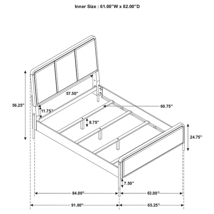 Arini Queen Bed With Upholstered Headboard Black And Grey