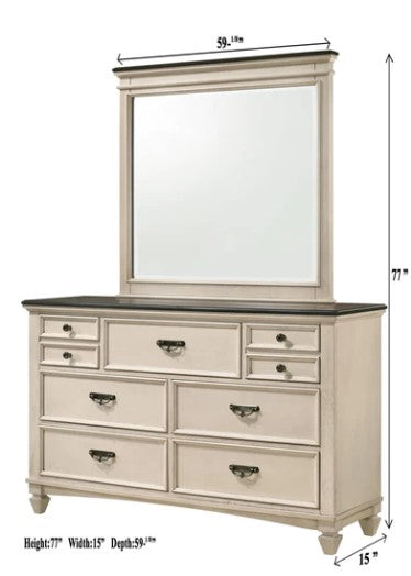 Sawyer Cream/Brown Bedroom Dresser Mirror