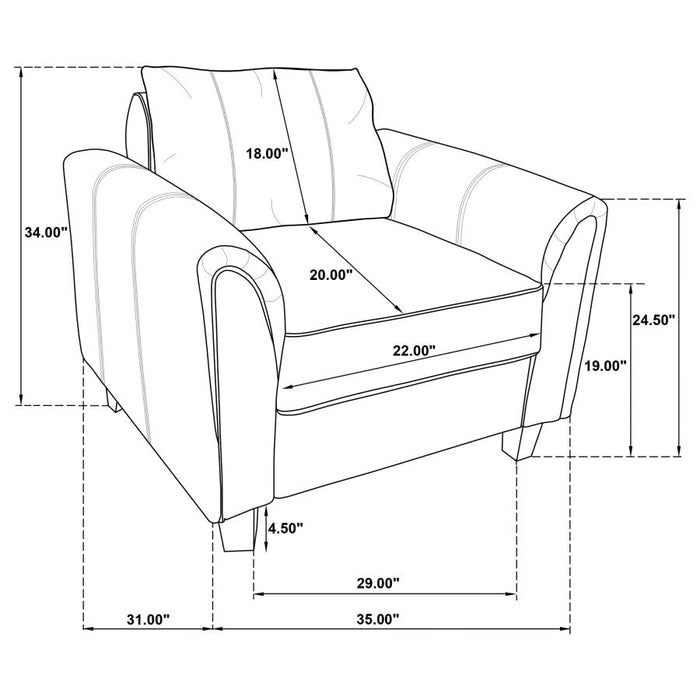 Davis Upholstered Rolled Arm Accent Chair Grey