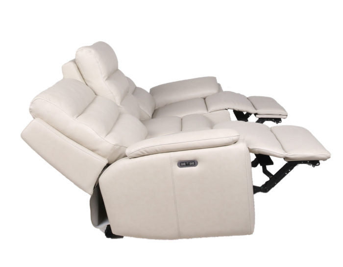 Duval Leather Dual-Power Reclining Sofa, Ivory