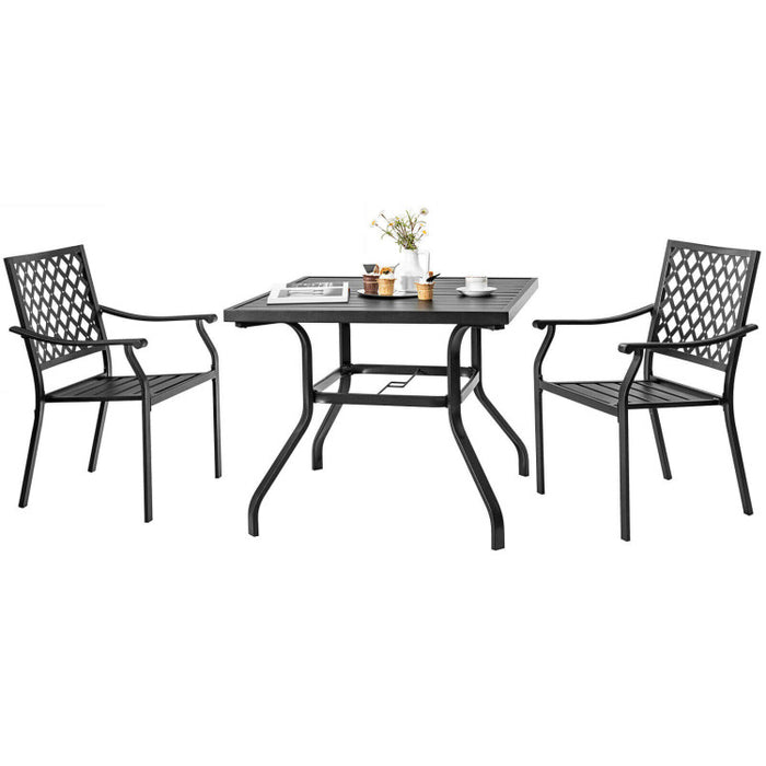 37 Inch Square Patio Dining Table with Umbrella Pole Hole