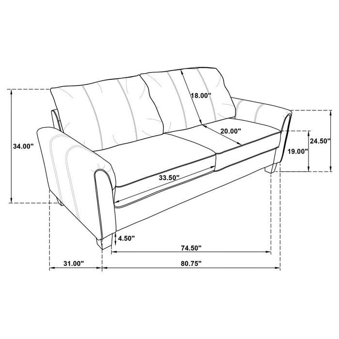 Davis Upholstered Rolled Arm Loveseat Grey