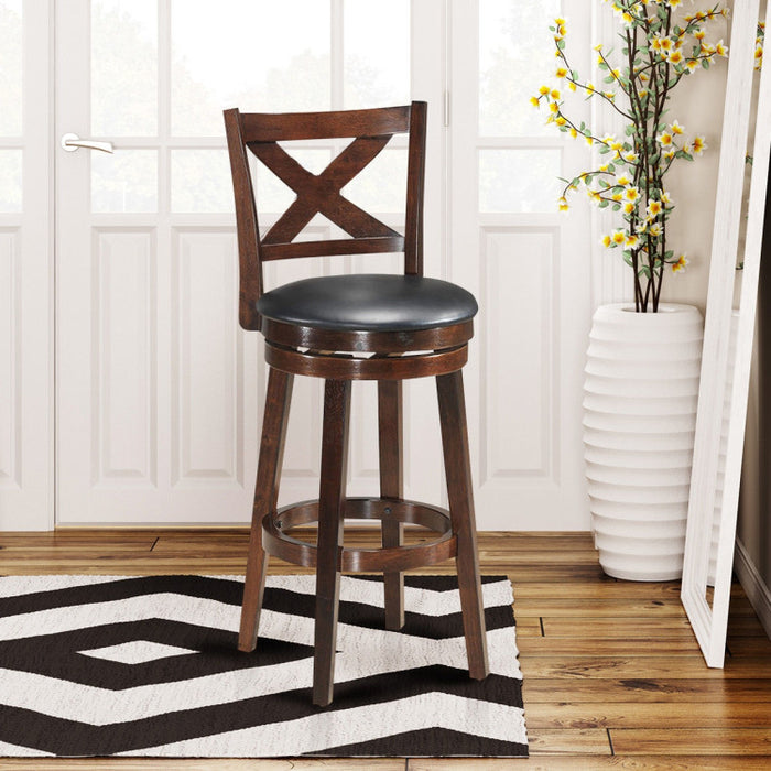 Swivel X-back Upholstered Counter Height Bar Stool with PVC Cushioned Seat