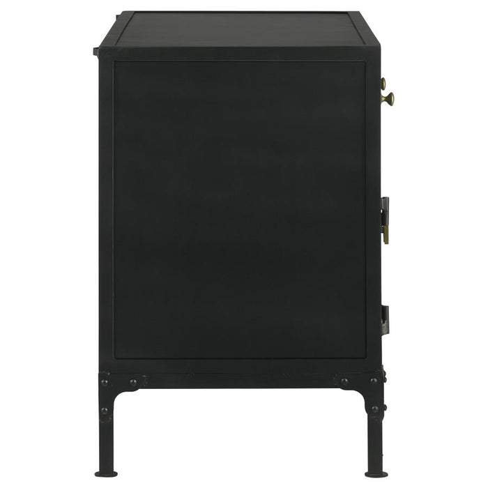 Sadler 2-Drawer Accent Cabinet With Glass Doors Black