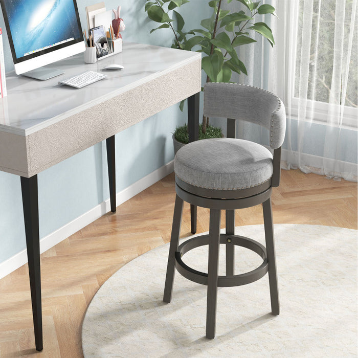 27/31 Inch Swivel Bar Stool with Upholstered Back Seat and Footrest