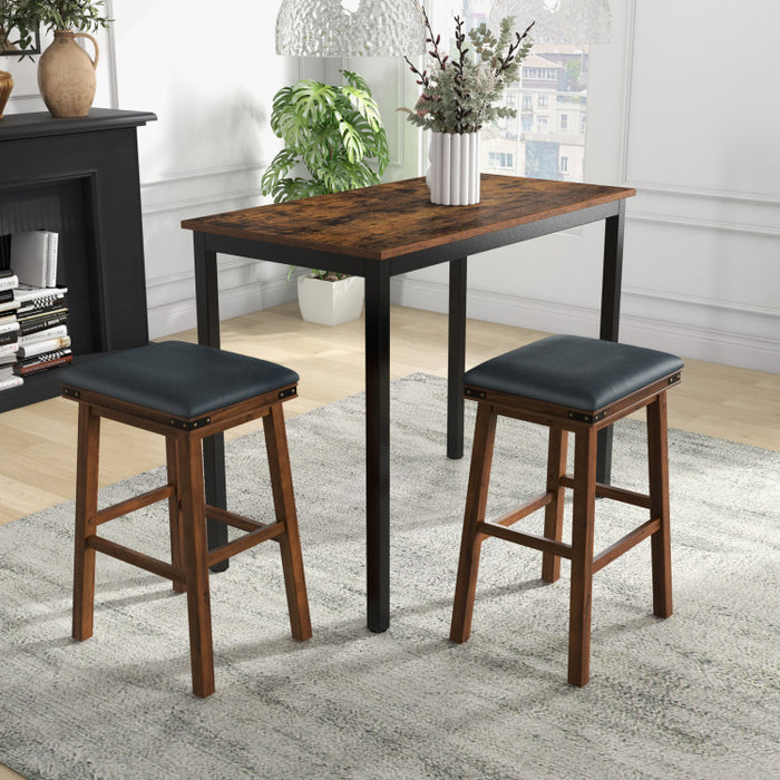 Set of 2 24/30 Inch Dining Bar Stool with Rubber Wood