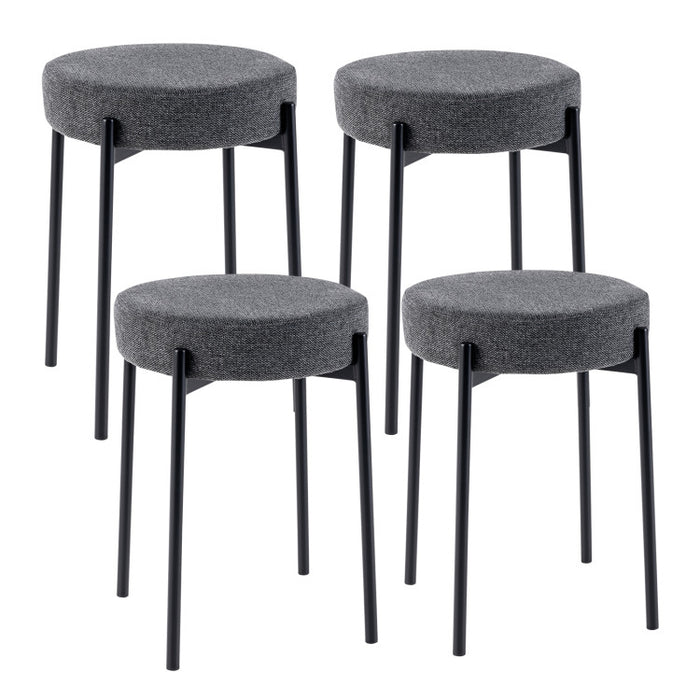 Bar Stools Set of 4 Upholstered Kitchen Stools with Foot Pads