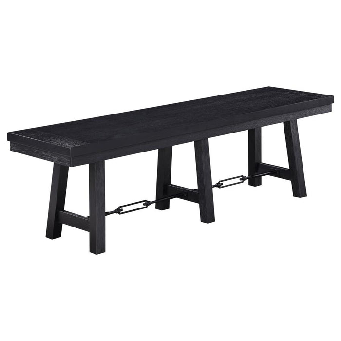 Newport 6-piece Rectangular Trestle Table Dining Set witih Bench Black