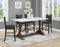 Aldrich Counter Height Trestle Base Dining Table with Genuine White Marble Top Dark Brown