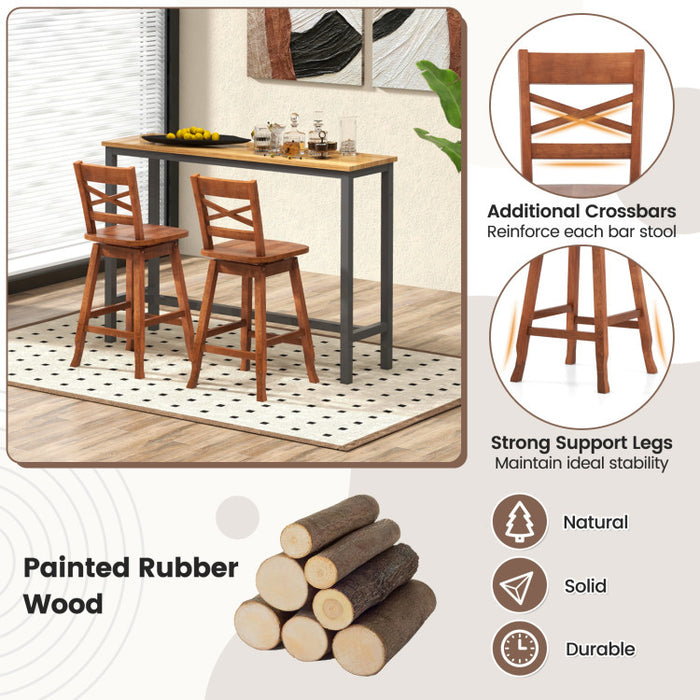 Swivel 24-Inch Counter Height Stool Set of 2 with Inclined Backrest