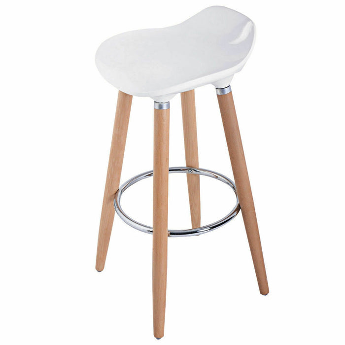 Set of 2 ABS Bar Stools with Wooden Legs