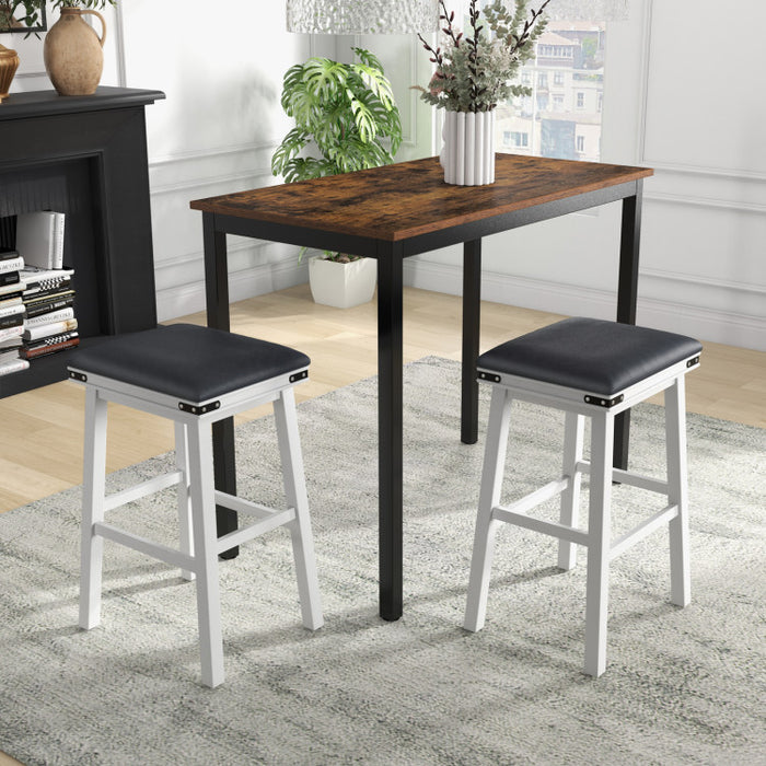 Set of 2 24/30 Inch Dining Bar Stool with Acacia Wood Frame