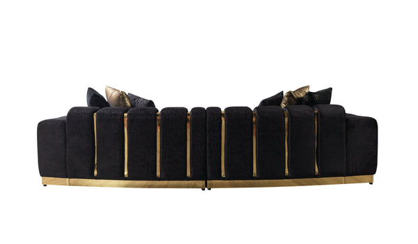 Michelle Black Velvet Curved Sectional