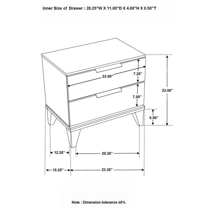 Mays 2-drawer Nightstand Walnut Brown with Faux Marble Top