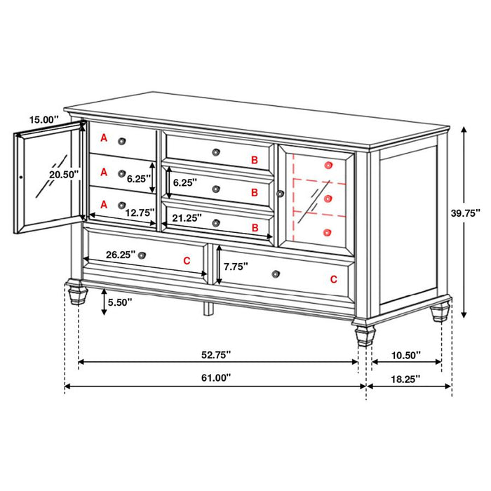 Sandy Beach 11-drawer Rectangular Dresser Buttermilk