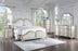 Evangeline Tufted Upholstered Platform Bed Ivory and Silver Oak