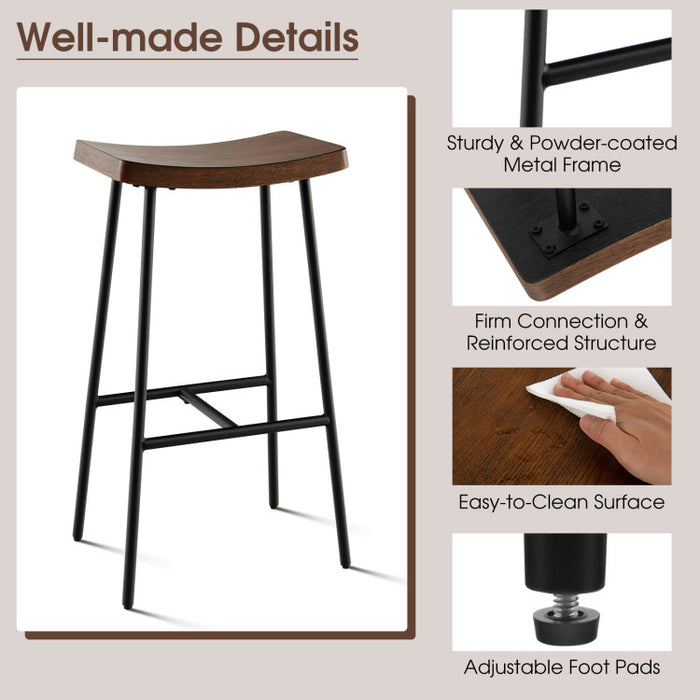 Industrial Saddle Bar Stool with Metal Legs