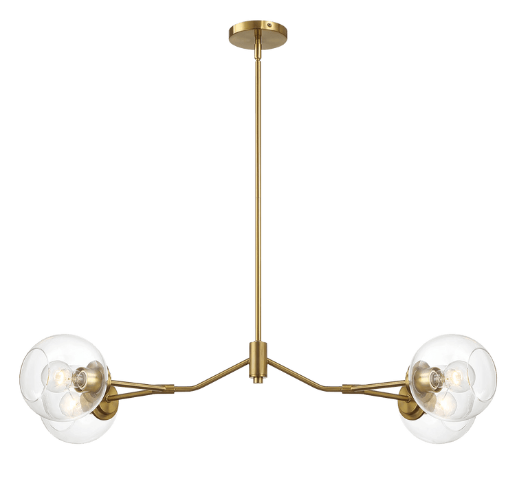 Jewel Four Lights Modern Farmhouse Chandelier Ceiling Hanging Light Fixture For Kitchen Island Dining Room 36"L × 20"W × 7.25"H with Clear Glass - West Lamp