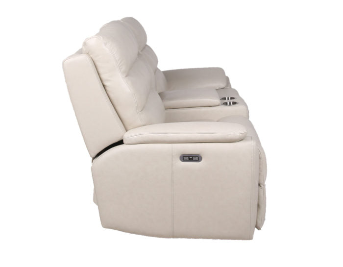 Duval Dual Power Reclining Console Loveseat, Ivory