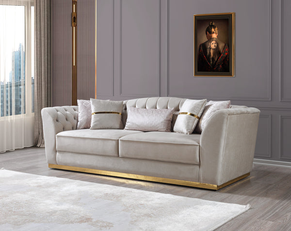 Milena Ivory Velvet Sofa & Loveseat