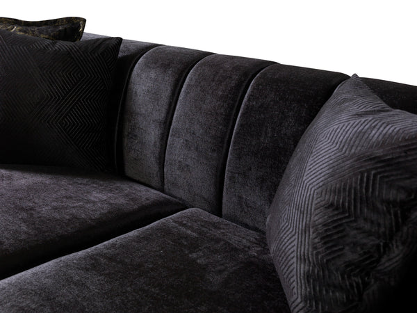 Santana Black Velvet Sofa & Loveseat