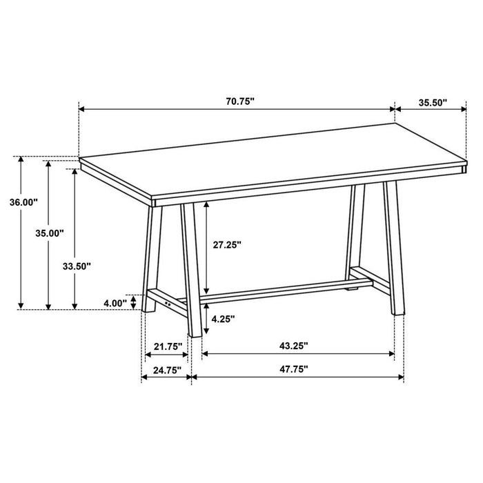 Hollis Rectangular Counter Height Dining Table Brown and White