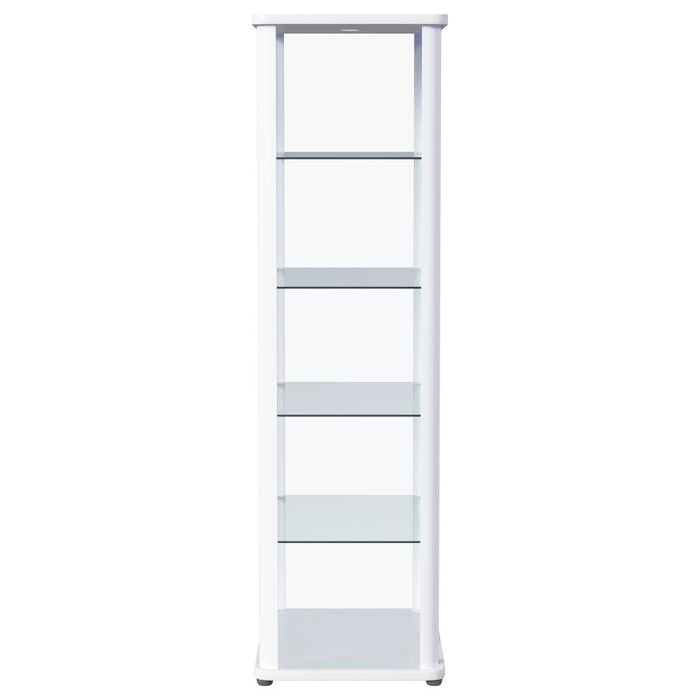 Aero 5-shelf Display Curio Cabinet with LED Lighting White