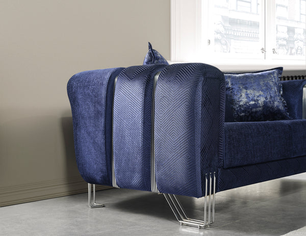 Santana Navy Velvet Sofa & Loveseat