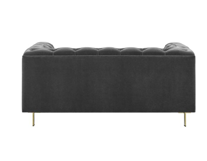 Charlene Velvet Button Tufted Rolled Arm Chesterfield Loveseat